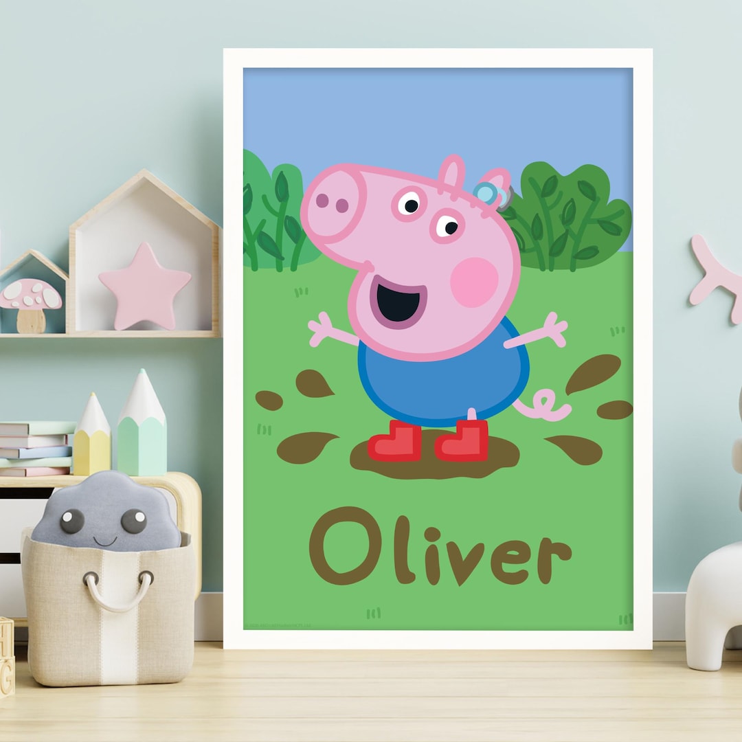 Peppa Pig Print - Peppa Pig George Muddy Puddle Personalised Name ...