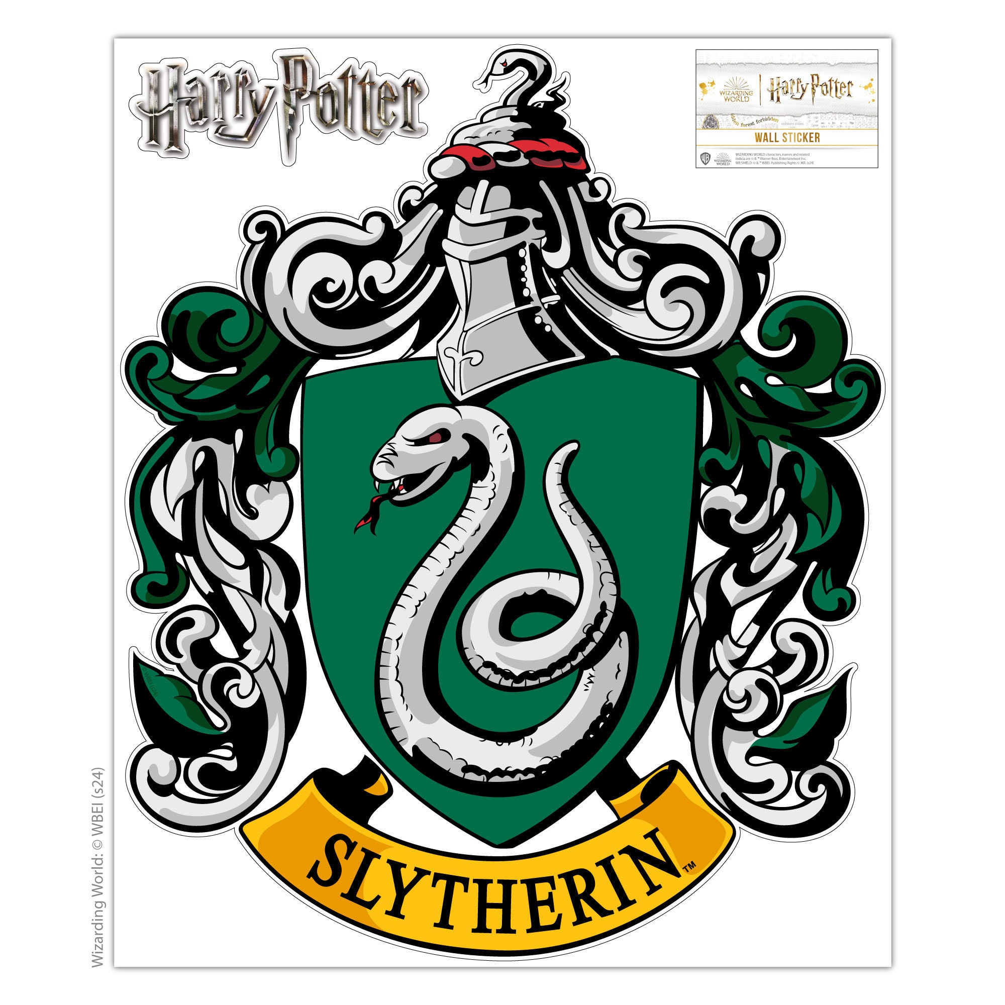Decorazione Camera Tema Harry Potter Targa In Latta Harry Potter Serpeverde - Decorazione Da Parete, Stemma Ufficiale, 15x21cm Serpeverde Hogwarts - 4