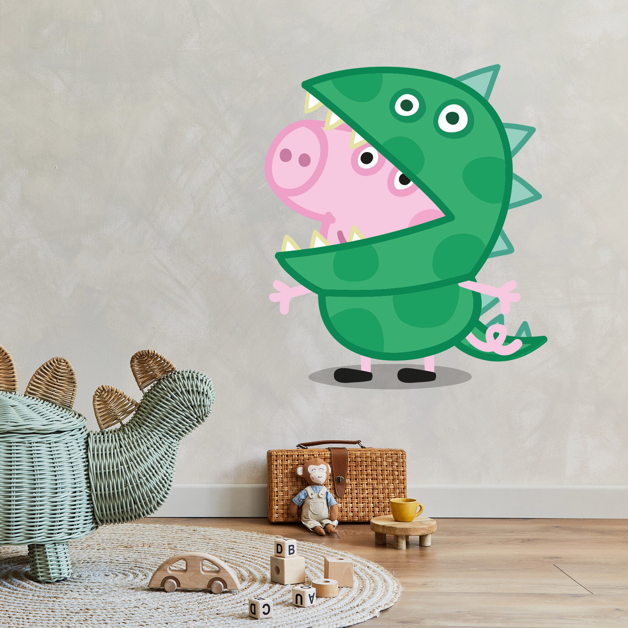 Official George Pig with dinosaur wall stickers, Official Peppa Pig decor