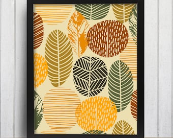 Boho Wall Print - Abstract Leaves Poster Wall Art
