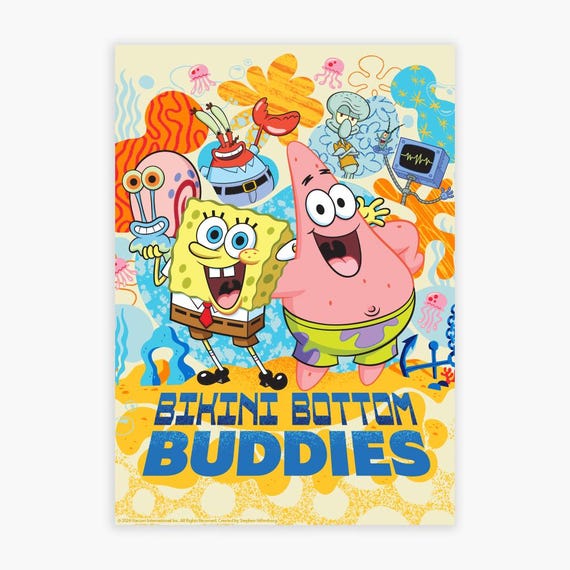 Spongebob Print – Bikini Bottom Buddies Yellow Poster Wall Art - Etsy