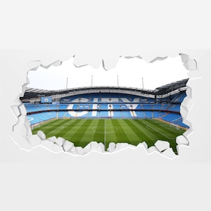 Manchester City Wall Sticker CITY in Stands Stadium Broken Wall Decal Set image 2