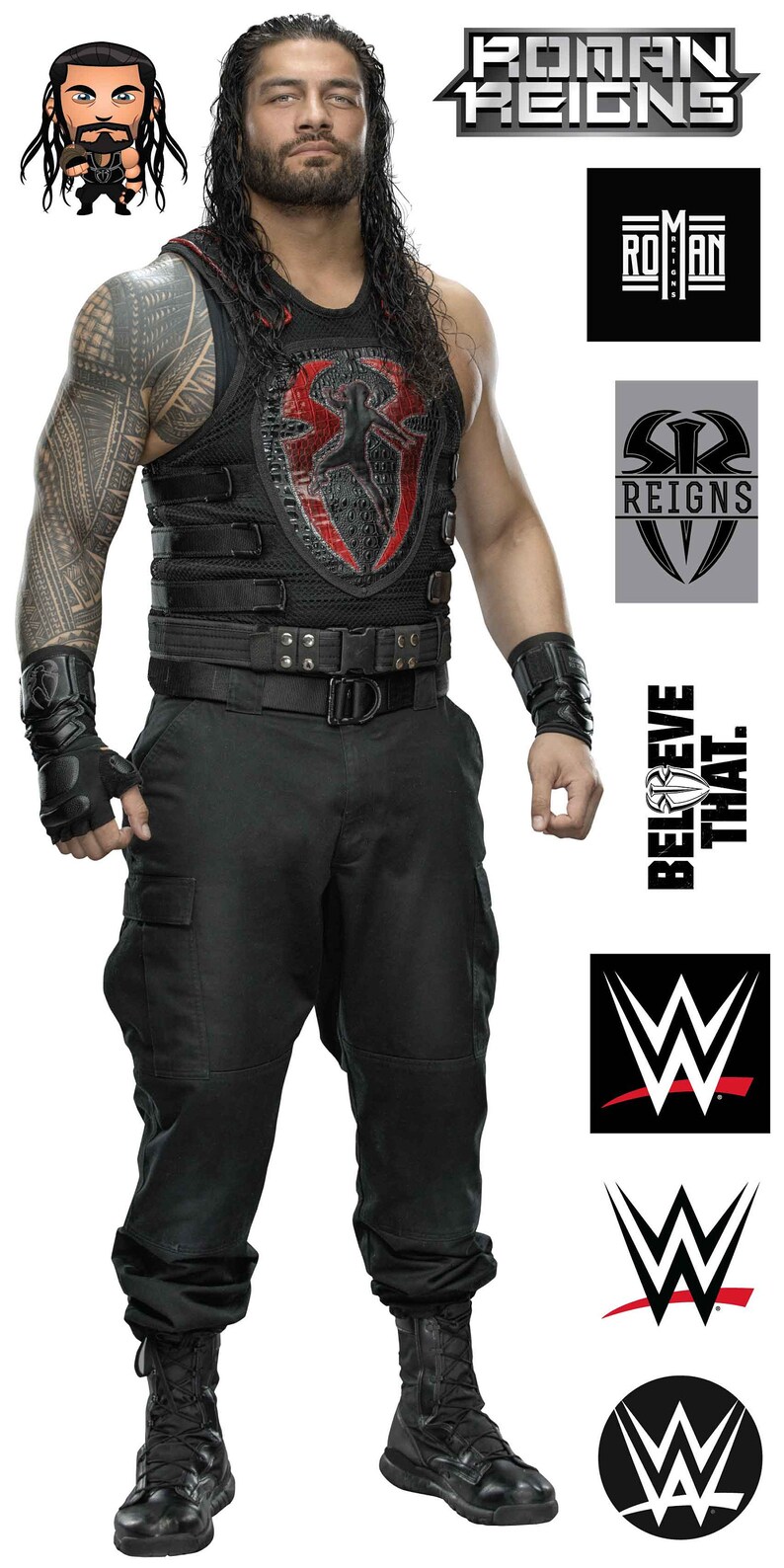 WWE Roman Reigns Broken Wall Sticker - 60cm x 35cm height WWE Roman Reigns Broken Wall Sticker - 60cm x 35cm height