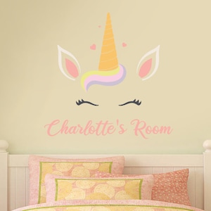 Unicorn Head and Personalised Name Wall Sticker