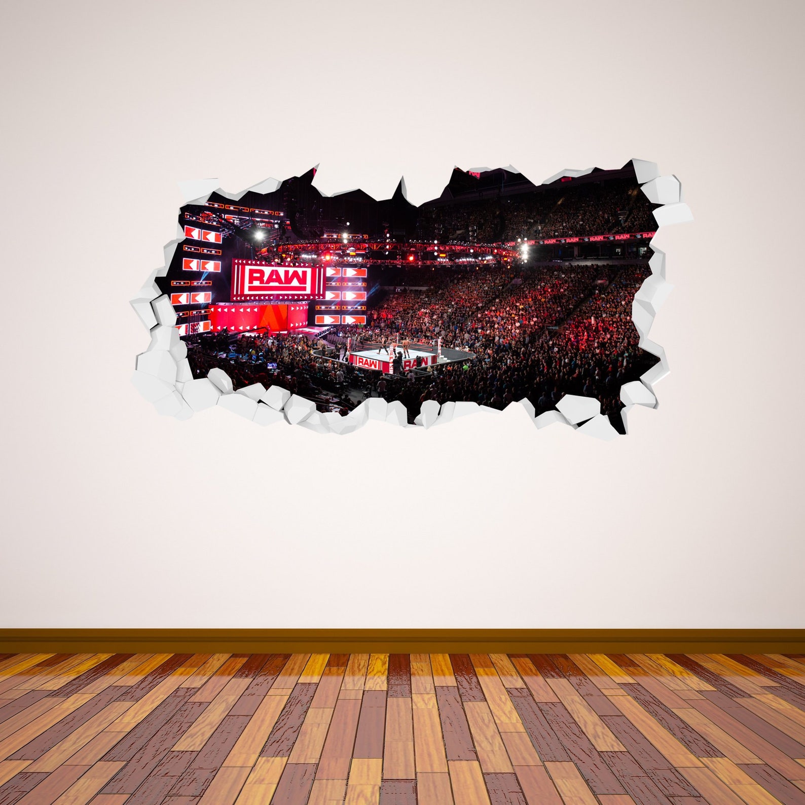 WWE RAW Smashed Wall Sticker Etsy