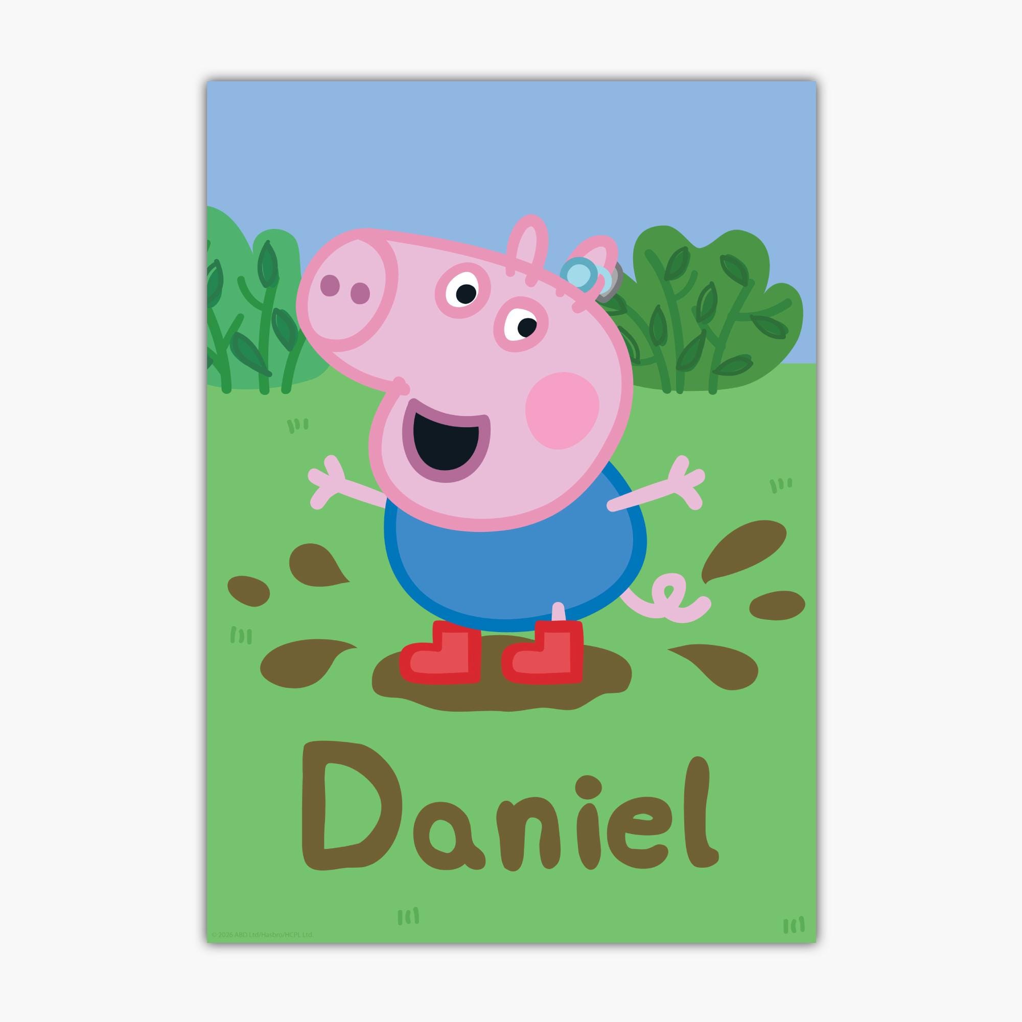 Peppa Pig Print - Peppa Pig George Muddy Puddle Personalised Name ...