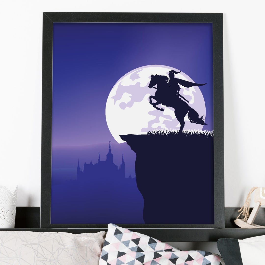 Medieval Wall Art Print - Knight on Horse at Night Fall Poster - Etsy