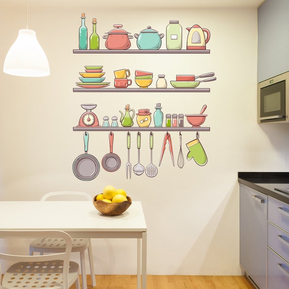 Adesivo da parete per cucina Decalcomanie da parete per mensole color  pastello art -  Italia