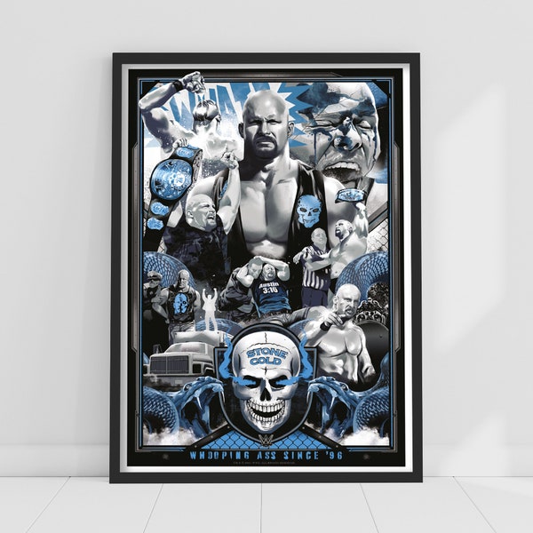 WWE Print - Stone Cold Steve Austin Collage Poster Wrestling Wall Art