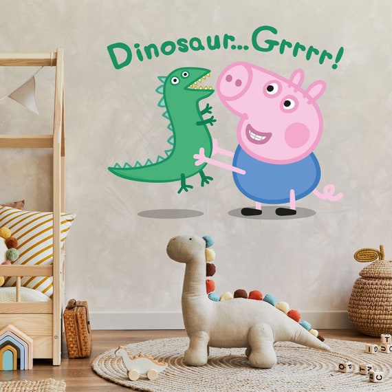 Pegatina de pared Peppa Pig Peppa Pig George Dinosaurio Grrrr