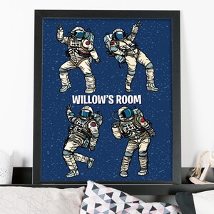 Space Wall Print - Dancing Astronauts Personalised Poster Wall Art