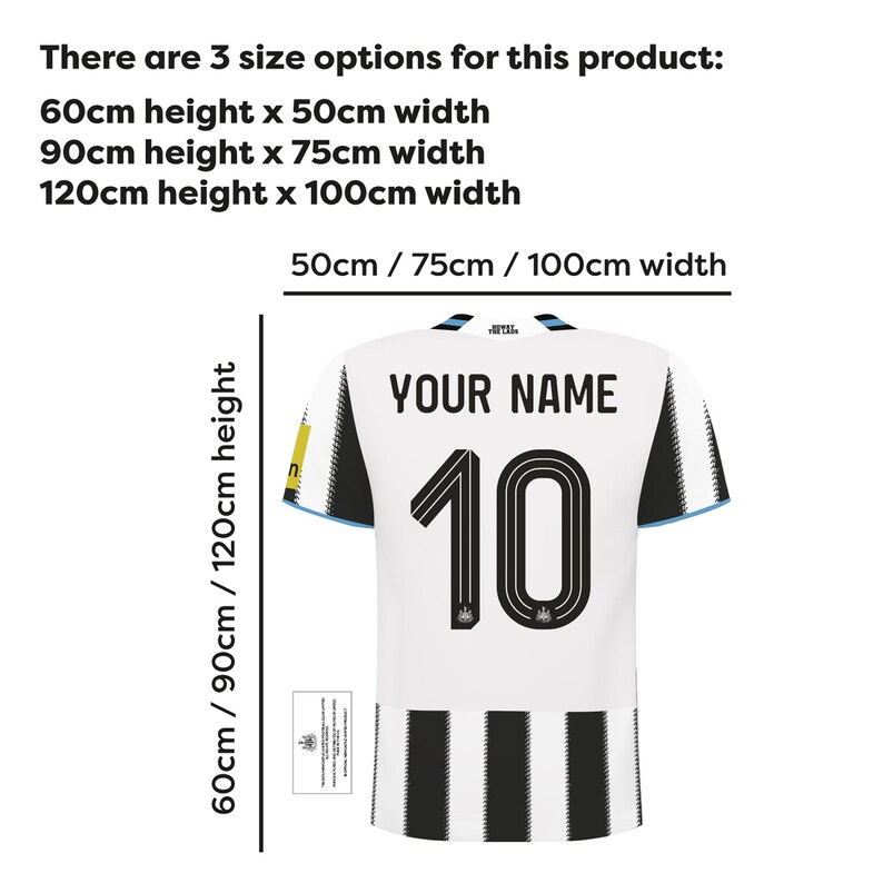 Newcastle United Football Club - Personalised 25-26 Shirt Wall Sticker image 2