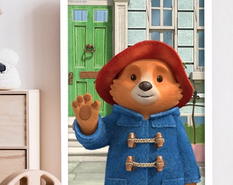 Impresión para televisión del oso Paddington: Impresión de arte mural saludando desde afuera