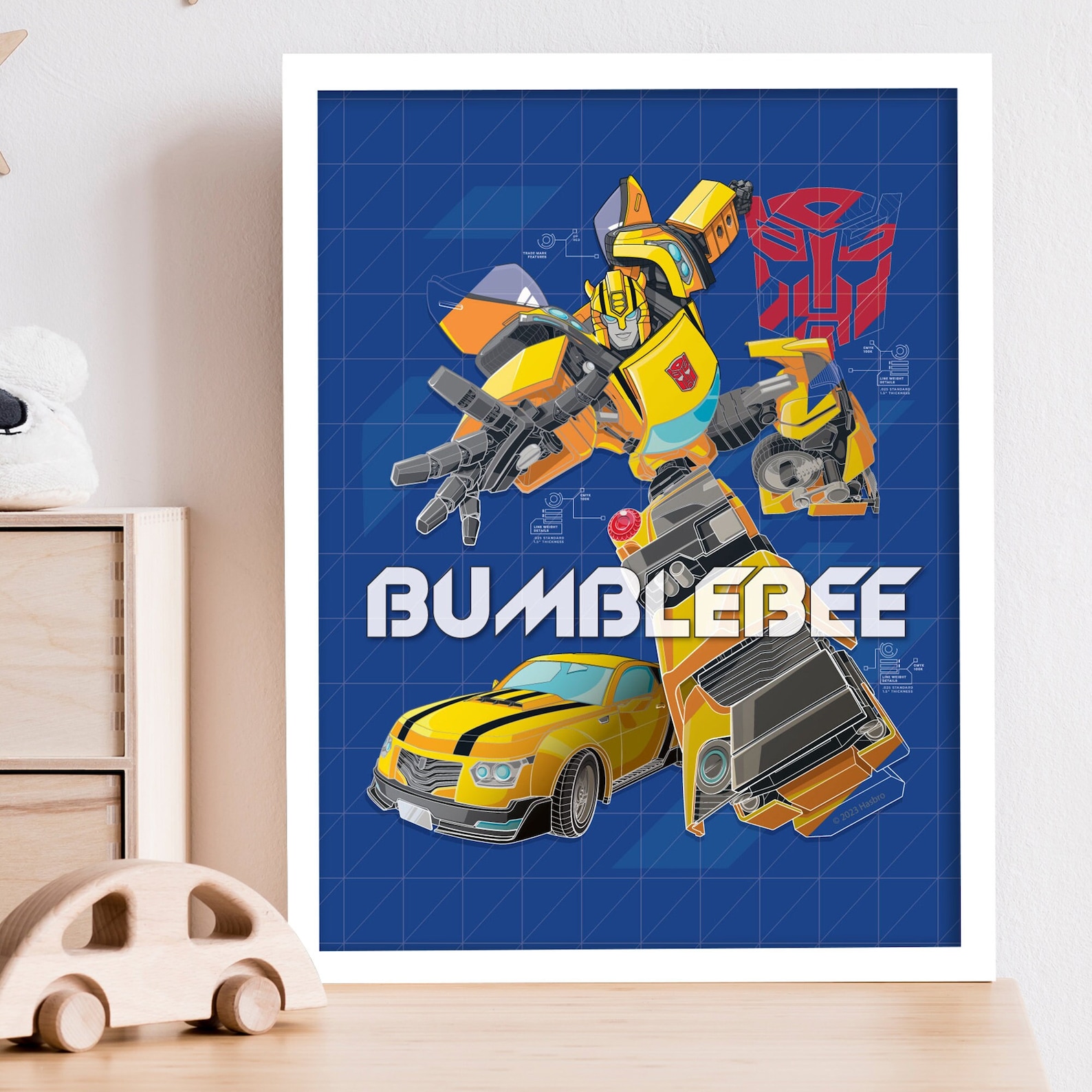 Transformers Print - Transformers Bumblebee Blueprint Wall Art Poster ...