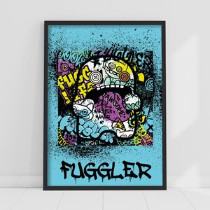 Fuggler Wall Art Print - Oogah Boogah Blue Grafitti Poster