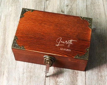 Storage box Wooden jewellery box Engraved box Custom Wooden Boxes Personalized Engraved box Keepsake box Wooden box Memory box
