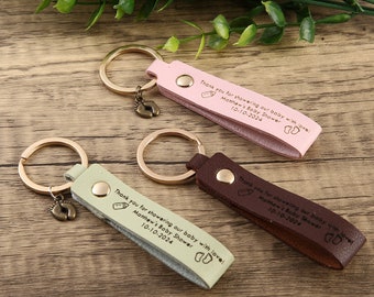 Set of 10 50 Key Chain Baby Shower Favors for Guests, Personalized Leather Keychain, Bridal Shower Gifts, Bulk Party Favors, Giveaway Gifts