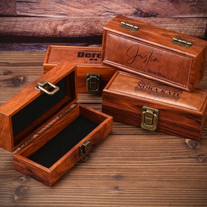 Personalized Wood & Leather Glasses Case, Engraved Glasses Box, Cigarettes case, Wooden Sunglasses Box, Wood Gift Box, Gift Box