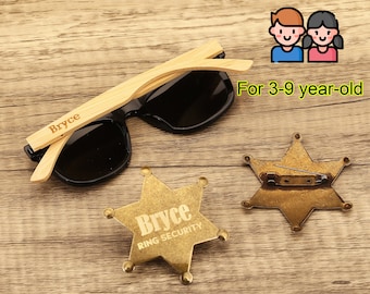 Junior Groomsman gift set, Ring Bearer Sunglasses & Badge, Kids Flower Girl Sunglasses, Page Boy Sunglasses, Ring Bearer Ring Security Gift