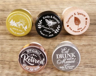 Set of 50 100 Custom Wine Stoppers, Wedding Favors for Guests, Personalized Bridal Shower Gift, Party Favors, Business Promotional Items