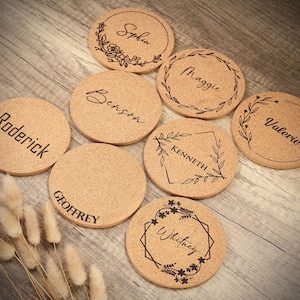 Segnaposto personalizzati per matrimoni, sottobicchieri in sughero personalizzati, bomboniere per gli ospiti, sottobicchieri per feste, regalo per addio al nubilato, decorazioni da tavola