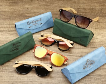 Personalized Womens Sunglasses with Leather Case, Engraved Beach Sunglasses, Bridal Shower Gift, Bridesmaid Gifts, Bachelorette Party Favors