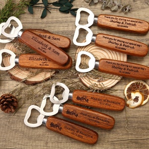 5 10 50 Bulk Custom Wooden Bottle Opener, Wedding Favors for Guests, Personalized Groomsmen Gift, Party Favors, Business Promotional Items 画像 5