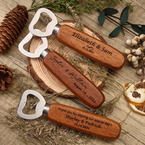 5 10 50 Bulk Custom Wooden Bottle Opener, Wedding Favors for Guests, Personalized Groomsmen Gift, Party Favors, Business Promotional Items image 7