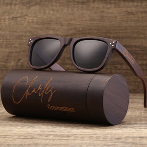 Gepersonaliseerde gepolariseerde volledig frame bamboe drijvende zonnebril Houten zonnebril, gegraveerde unisex zonnebril, herencadeau, bruidsjonkers zonnebril
