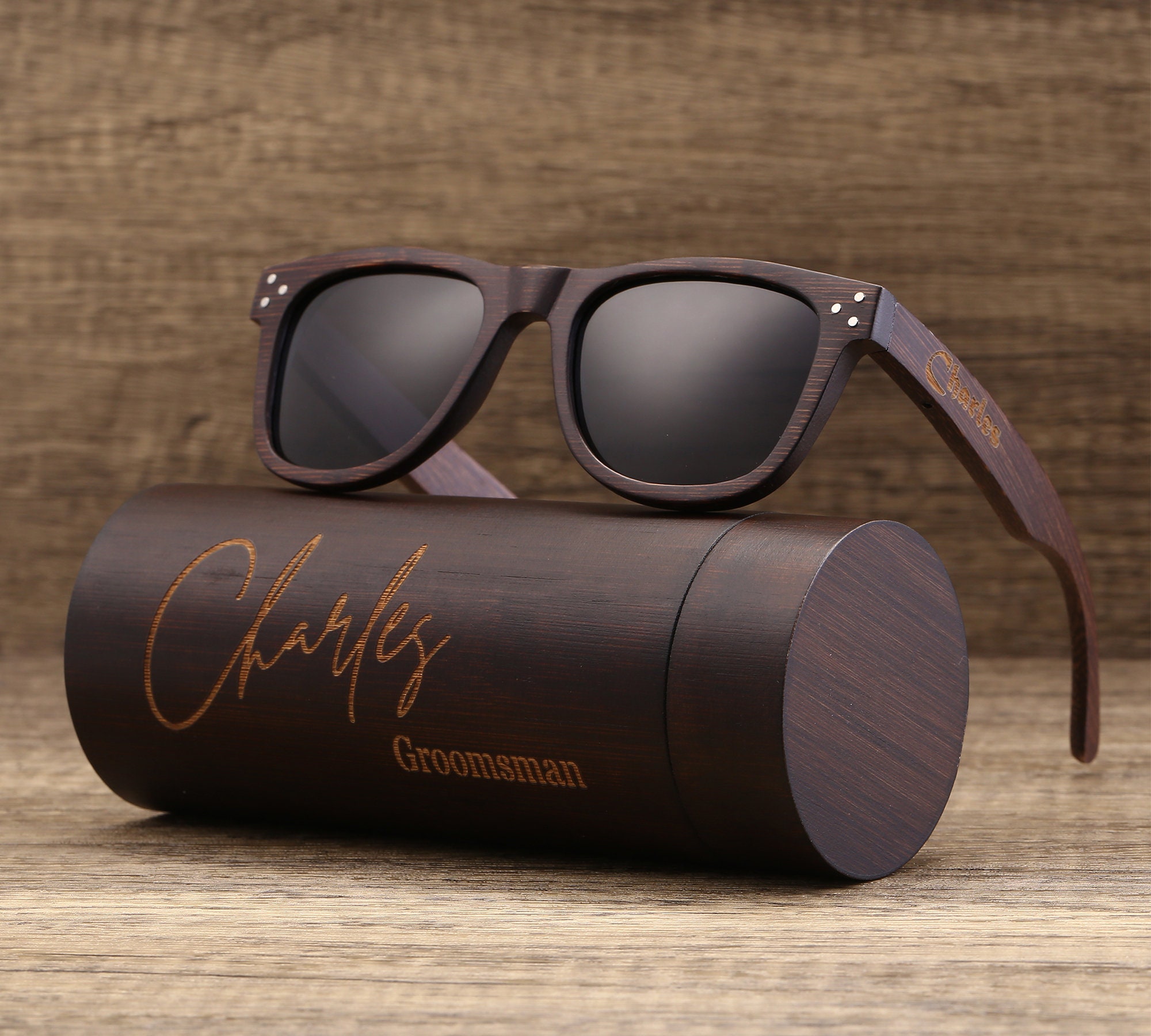 Natural Bamboo Sunglasses Prescription Glasses Groomsmen Proposal