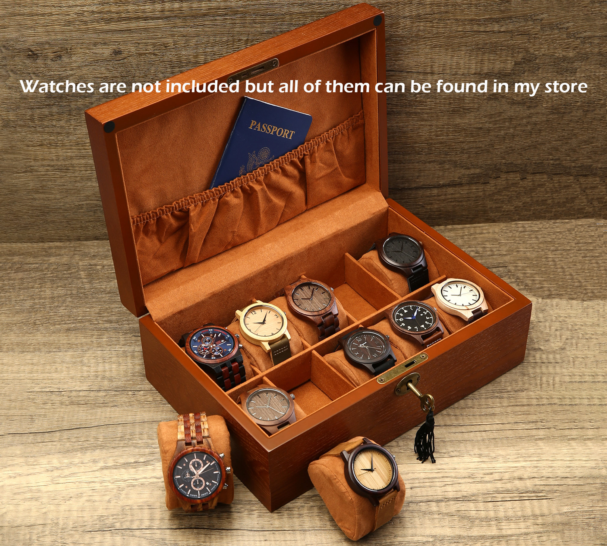 Watch Case with Key and Lock for Men, Personalized Watch Box, Engraved Wooden Watch Case, Mens Gift, Gift for Dad, Anniversary Gift