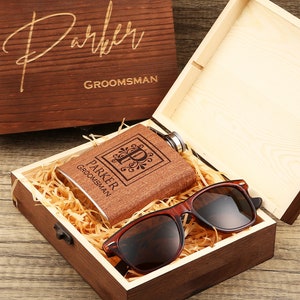 Coffret flacon personnalisé, coffret cadeau homme d'honneur, cadeau de proposition de garçon d'honneur, lunettes de soleil garçons d'honneur, coffret cadeau garçons d'honneur, cadeau d'homme d'honneur, cadeau père
