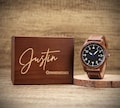 Groomsmen Watch, Personalized Walnut Wooden Date Watches, Mens Watch with Wooden Box, Groomsmen Proposal Gifts, Groomsman Gift, Mens Gift product logo