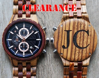 Personalized Wood Chronograph Watch, Optional Wooden Box, Watches for Men, Custom Groomsman Gift, Best Man Gift, Mens Gift, Father Gift