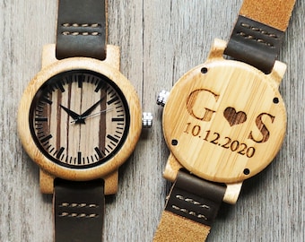 Reloj de mujer de madera de bambú personalizado con caja de madera opcional, reloj grabado, regalo personalizado de dama de honor, regalo de novia, regalo de madre