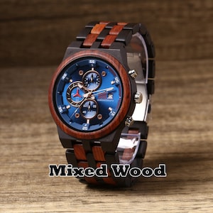 Montres de garçons d'honneur personnalisées, montre chronographe en bois, cadeau de proposition de garçon d'honneur, cadeau de garçon d'honneur personnalisé, cadeau d'anniversaire pour homme, cadeau pour homme image 4