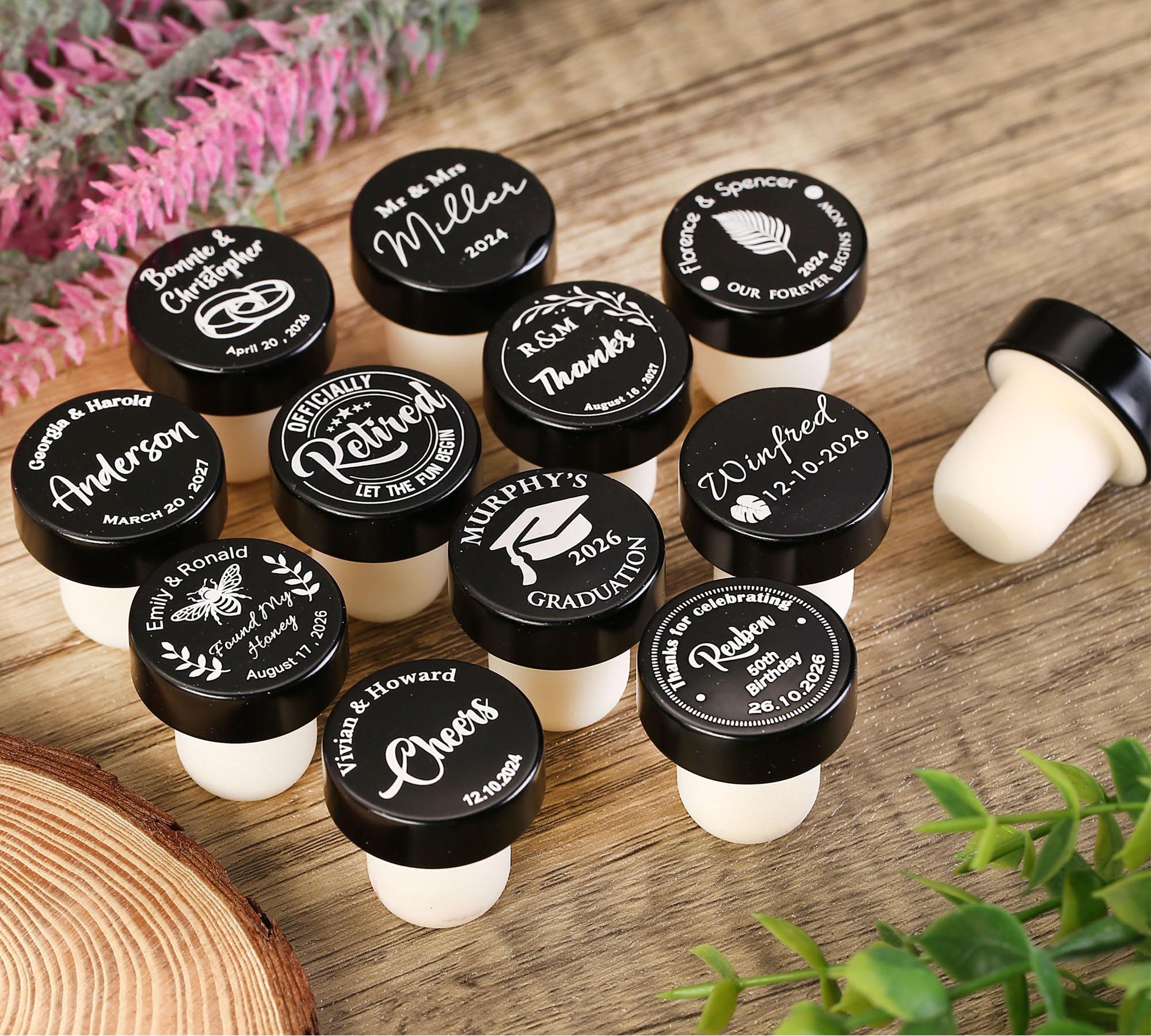 Bulk Personalized Wine Stoppers, Wedding Favors for Guests, Personalized Bridal Shower Gift, Party Favors, Business Promotional Items