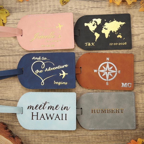 Bulk Gold Foil Luggage Tags, Custom Wedding Place Card, Personalized Guest Gift, Bridesmaid Gifts, Wedding Favors, Bridal Shower Gifts