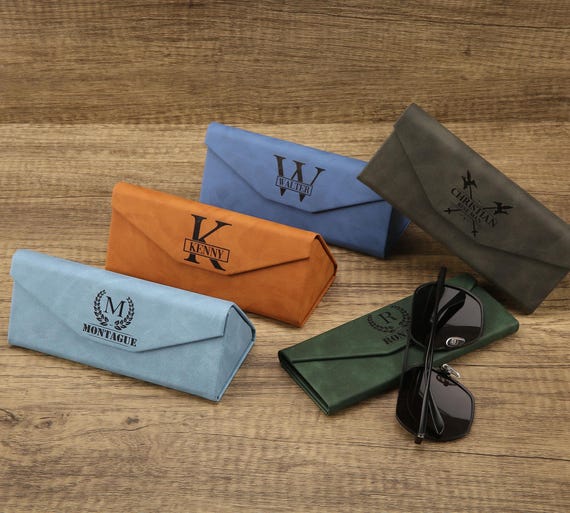 Custom Foldable Leather Glasses Case for Men & Women, Personalized Sunglasses Box, Mens Gift, Groomsmen Gift, Dad Gift, Mom Gift, Giveaways
