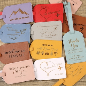 Set of 10 Bulk Personalized Wedding Favors for Guests, Custom Couple Luggage Tags, Bridal Shower Gift, Party Favors, Business Promotional image 1