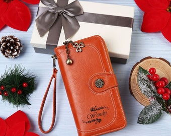 Portafoglio In Pelle Da Donna Personalizzato Con Incisione Del Nome Delle Iniziali Del Monogramma, Di Qualsiasi Testo E Immagine Borsellino Da Donna - Foto 6