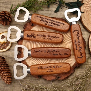 5 10 50 Bulk Custom Wooden Bottle Opener, Wedding Favors for Guests, Personalized Groomsmen Gift, Party Favors, Business Promotional Items 画像 1