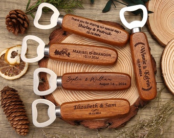 5 10 50 Bulk Custom Wooden Bottle Opener, Wedding Favors for Guests, Personalized Groomsmen Gift, Party Favors, Business Promotional Items