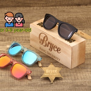 Personalized Ring Bearer Sunglasses with Badge, Kids Flower Girl Sunglasses, Junior Groomsman Gift, Page Boy Sunglasses, Ring Bearer Gift