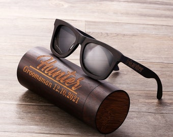 Gafas de sol polarizadas unisex personalizadas, de madera, con montura completa, grabadas, regalo para padrinos de boda.