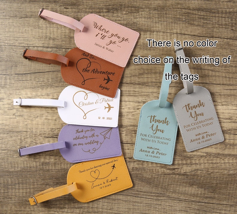 Set of 10 Bulk Personalized Wedding Favors for Guests, Custom Couple Luggage Tags, Bridal Shower Gift, Party Favors, Business Promotional image 6