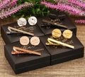 Groomsmen Cufflinks Tie Clip Set, Custom Wooden Cufflinks for Men, Personalized Cufflinks & Tie Clip, Best Man Gift, Bachelor Party Gift product logo
