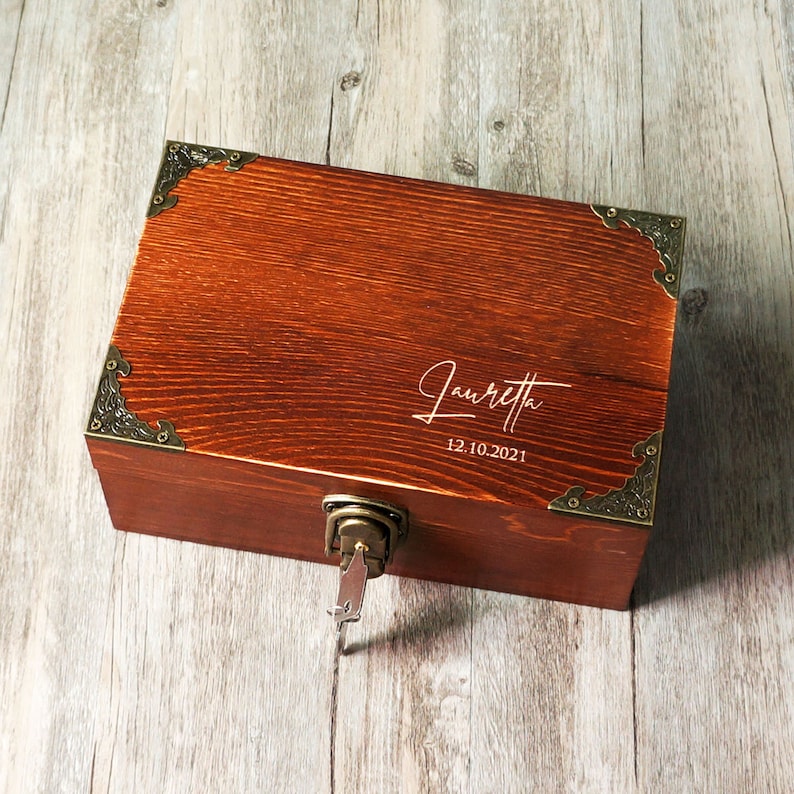 Personalized Wooden Gift Box With Lock & Key Engraved Wood Etsy UK