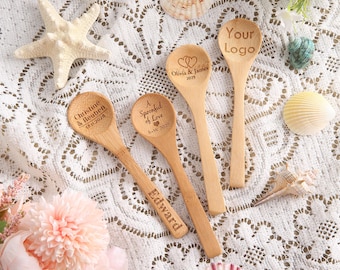 Bulk Personalized Engraved Wooden Spoons, Custom Wedding Favors for Guests, Eco Friendly Party Favors, Custom Logo Keepsake, Wooden Utensils