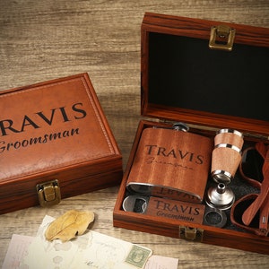 Herren Geschenkset, Groomsmen Vorschlag Geschenk, Flachmann Geschenkset, Groomsmen Geschenkidee, Sonnenbrille in benutzerdefinierten Groomsmen Geschenkbox, Trauzeuge Geschenk